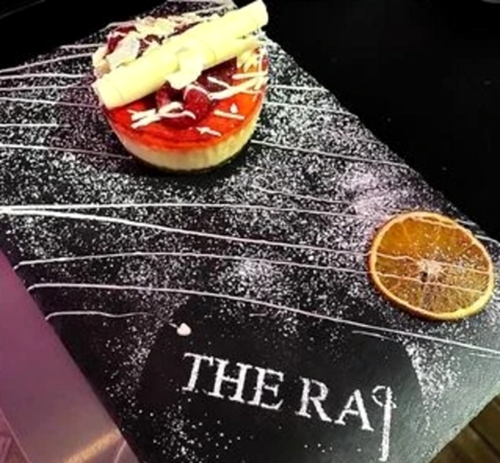 Dessert plated on slate