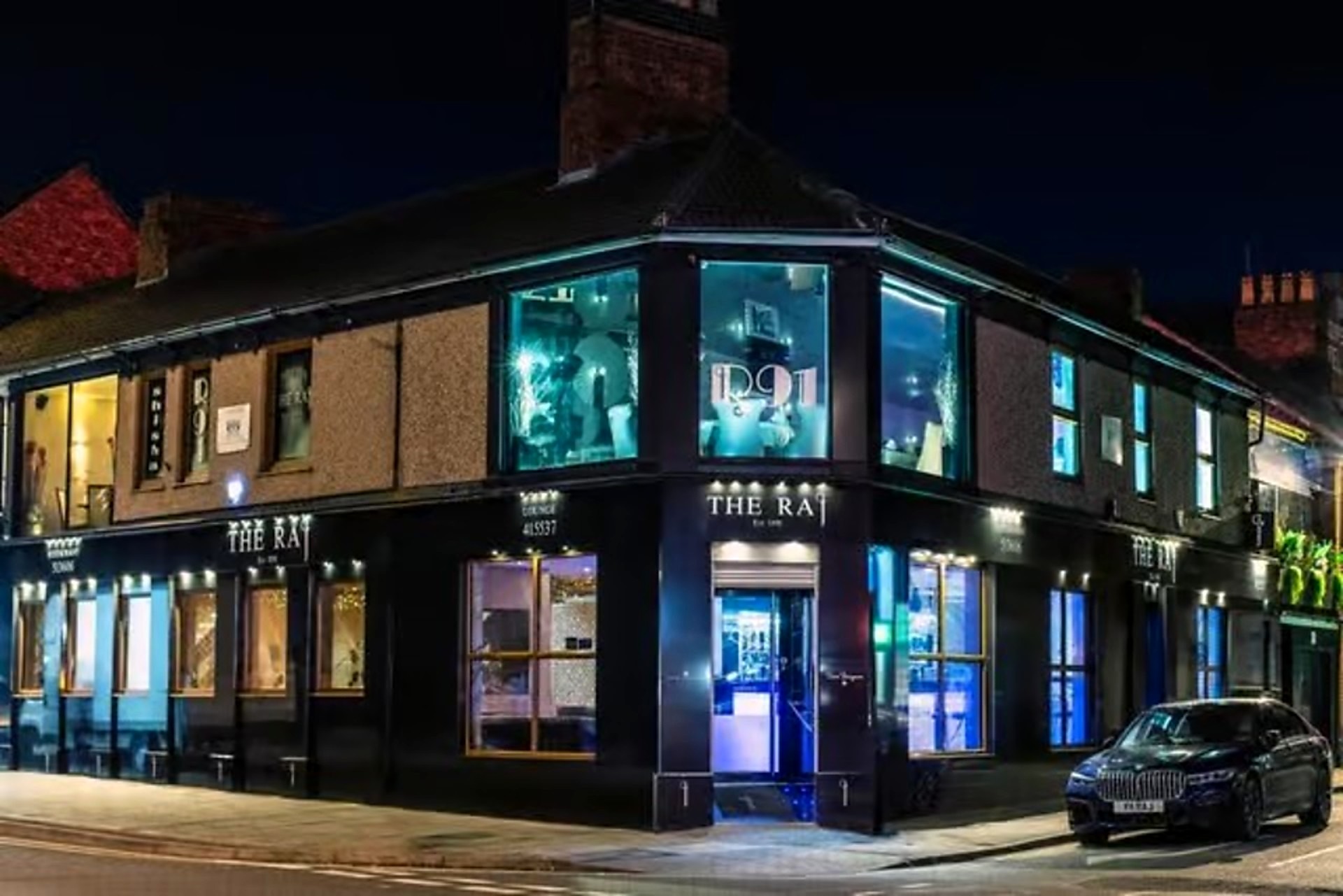 The frontage on Rockingham Road at night